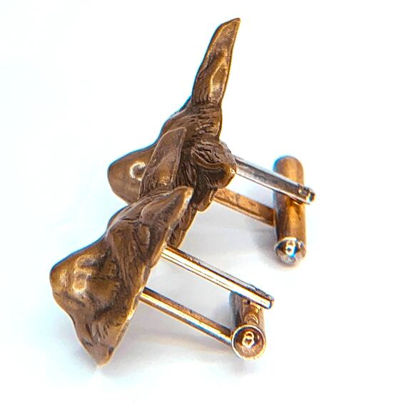 Vintage Fox Cufflinks Copper Brass Metal - Picture 4 of 8